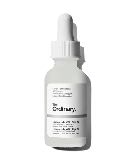 The Ordinary Niacinamide 10% + Zinc 1% serum bottle for oil control and clear skin