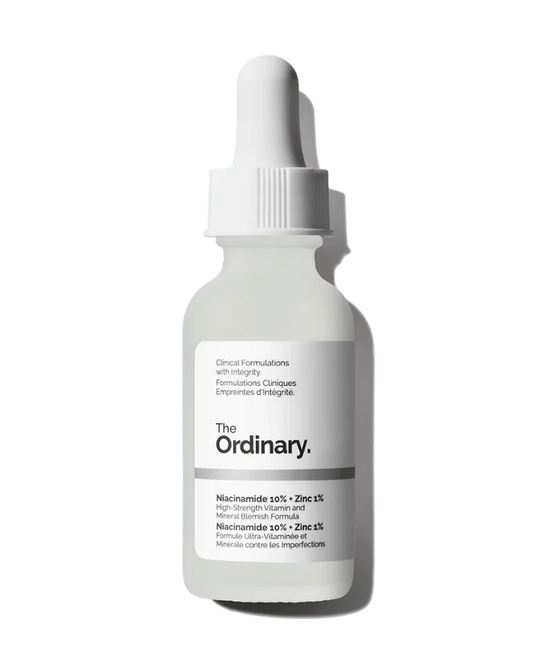 The Ordinary Niacinamide 10% + Zinc 1% serum bottle for oil control and clear skin